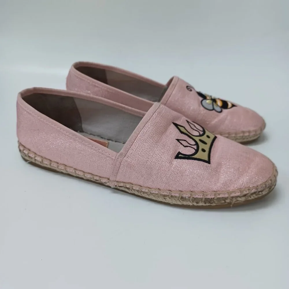 Circus by‎ Sam Edelman Queen Bee Leni Flats Pink Espadrille Slip On Womens 8.5
